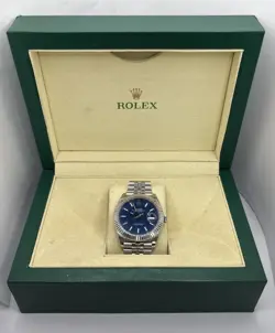 2007 ROLEX DATEJUST 126334 BLUE STAINLESS/OYSTER BRACELET/FLUTED BEZEL/BOX, NICE