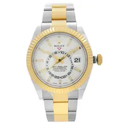ROLEX SKY-DWELLER COMMAND BEZEL STEEL 18K GOLD WHITE DIAL MENS WATCH 326933