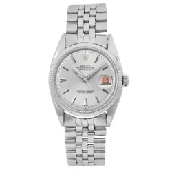 ROLEX DATEJUST 36MM STEEL PIE PAN SILVER DIAL MEN AUTOMATIC WATCH 6605