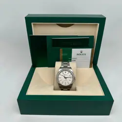 ROLEX OYSTER PERPETUAL 114300 STEEL 39MM WHITE DIAL AUTOMATIC MEN WATCH B&P 2018