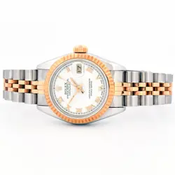 ROLEX DATEJUST 69173 18K TWO TONE ORIGINAL WHITE LACQUER ROMAN 26 WRISTWATCH