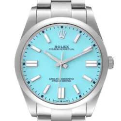 ROLEX OYSTER PERPETUAL 41 TURQUOISE DIAL STEEL MENS WATCH 124300 BOX CARD