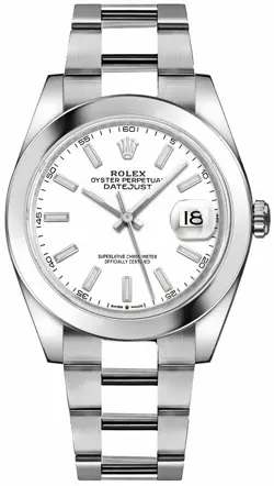 ORIGINAL ROLEX DATEJUST 41MM 126300 WHITE DIAL OYSTER BRACELET STEEL MEN'S WATCH