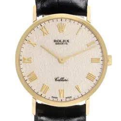 ROLEX CELLINI CLASSIC YELLOW GOLD WHITE ANNIVERSARY DIAL MENS WATCH 5112