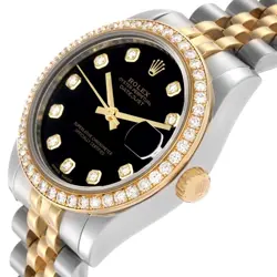 ROLEX DATEJUST MIDSIZE STEEL YELLOW GOLD DIAMOND LADIES WATCH 178383 BOX CARD