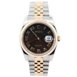 ROLEX DATEJUST 36MM BLACK DIAL WATCH 116203 YG