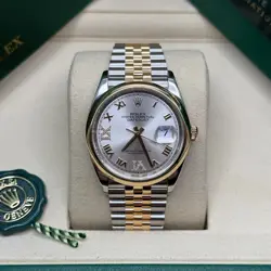 ROLEX DATEJUST 36 SILVER ROMAN 6 9 DIAMOND DIAL TWO TONE YELLOW GOLD JUBILEE