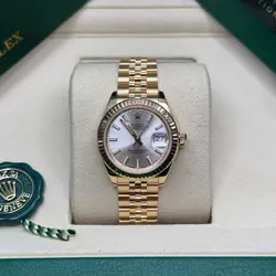 ROLEX LADY-DATEJUST SILVER INDEX DIAL 18K GOLD FLUTED BEZEL JUBILEE BRACELET