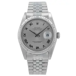 ROLEX MENS DATEJUST  18KW GOLD & STEEL SILVER ROMAN FLUTED 36MM WATCH 16234