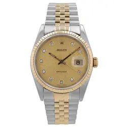 ROLEX DATEJUST MENS  WATCH 18KY & SS DIAMOND DIAL  FLUTED JUBILEE BAND 36MM