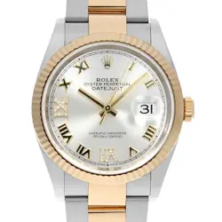 ROLEX DATEJUST 36 6/9 DIAMOND 126233 SILVER 3 ROW OYSTER BRACELET RANDOM NUM...