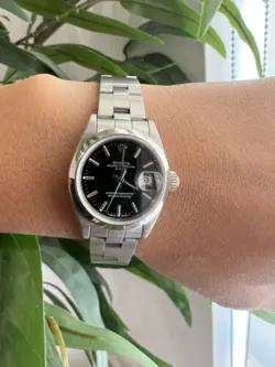 LADIES ROLEX OYSTER PERPETUAL DATE WATCH 26MM BLACK DATEJUST