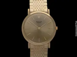 1961 ROLEX Vintage Mens Ultra Thin Pre-Cellini 18K Gold Dress Watch - Warranty