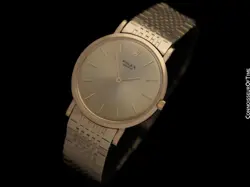 1961 ROLEX Vintage Mens Ultra Thin Pre-Cellini 18K Gold Dress Watch - Warranty