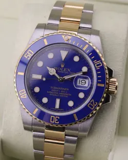 ROLEX SUBMARINER 116613LB RARE FLAT BLUE DIAL BOX & PAPERS 2013