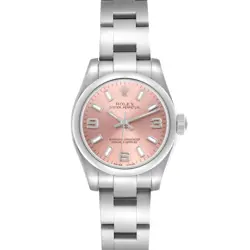 ROLEX OYSTER PERPETUAL 26 SALMON DIAL STEEL LADIES WATCH 176200 BOX CARD