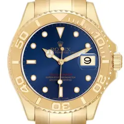 ROLEX YACHTMASTER 40MM YELLOW GOLD BLUE DIAL MENS WATCH 16628