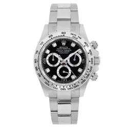 ROLEX DAYTONA 18K WHITE GOLD BLACK DIAMOND DIAL WATCH 116509