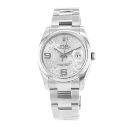2015 Rolex Datejust 36, 116200, Steel, Silver Floral Dial, Oyster Bracelet, B...
