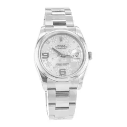 2015 Rolex Datejust 36, 116200, Steel, Silver Floral Dial, Oyster Bracelet, B...