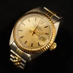 ROLEX OYSTER PERPETUAL DATE LADIES WATCH, 14K & STAINLESS STEEL, REF. 6971