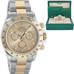 2015 MINT ROLEX DAYTONA 116523 CHRONOGRAPH CHAMPAGNE STEEL  GOLD TWO TONE WATCH