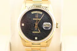 1990 Rolex Day-Date 18238 Black Jubilee Diamond Dial 18kt President W Papers 36m
