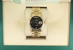 1990 Rolex Day-Date 18238 Black Jubilee Diamond Dial 18kt President W Papers 36m