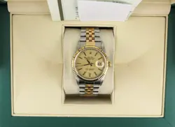 1996 ROLEX DATEJUST 16233 CHAMPAGNE COMPUTER DIAL TT 18KT JUBILEE W/ PAPERS 36MM