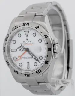 PAPERS Rolex Explorer II 42mm 216570 Polar White Steel Orange GMT Date Watch BOX