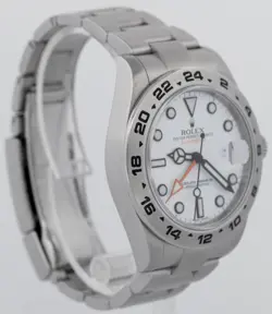 PAPERS Rolex Explorer II 42mm 216570 Polar White Steel Orange GMT Date Watch BOX
