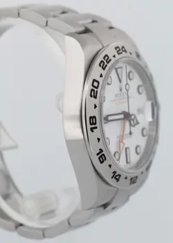 PAPERS Rolex Explorer II 42mm 216570 Polar White Steel Orange GMT Date Watch BOX