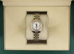 2010 ROLEX LADIES DATEJUST 179383 WHITE DIAMOND DIAL + BEZEL TT JUBILEE 26MM