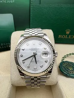 ROLEX DATEJUST 41 126334 18K FLUTED MOTHER OF PEARL DIAMOND JUBILEE BOX PAPERS