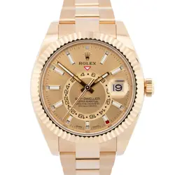 MINT PAPERS ROLEX SKY-DWELLER CHAMPAGNE 18K YELLOW GOLD 42MM 326938 WATCH BOX