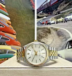 MENS ROLEX OYSTER PERPETUAL TWO TONE SILVER DIAL 34MM WATCH 1005