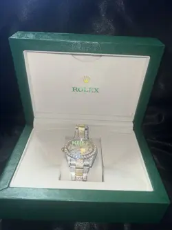 ROLEX DATEJUST 40MM ROMAN NUMERAL DIAL TWO TONE ICED-OUT DIAMOND WATCH