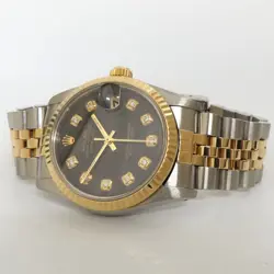 ROLEX DATEJUST 31 18KT YELLOW GOLD & STAINLESS STEEL BLACK DIAMOND DIAL 68273