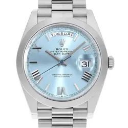 ROLEX DAY DATE 40 228206 ICE BLUE ROME RANDOM NUMBER SECOND HAND MENS