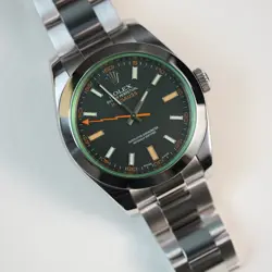 ROLEX MILGAUSS 116400GV SILVER OYSTER BRACELET WITH SILVER BEZEL 2010 COMPLETE