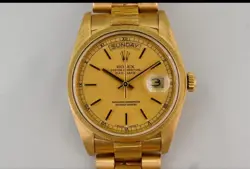 ROLEX PRESIDENT DAY DATE 18078 CHAMPAGNE DIAL BARK FINISH 18K YELLOW GOLD 36MM