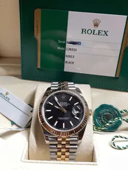 ROLEX DATEJUST 41MM 126333 STEEL YELLOW GOLD JUBILEE BLACK INDEX DIAL WATCH