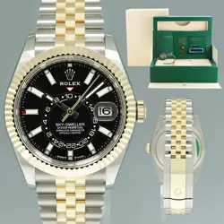 2024 NEW PAPERS ROLEX SKY-DWELLER TWO TONE GOLD BLACK JUBILEE 42MM 336933 WATCH
