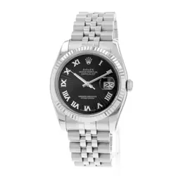 2006 ROLEX DATEJUST 36, 116234, STEEL & GOLD, BLACK SUNBEAM ROMAN DIAL, JUBIL...