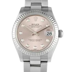 ROLEX DATEJUST 31 DIAMOND-SET PINK DIAL OYSTERSTEEL AND WHITE GOLD OYSTER WAT...