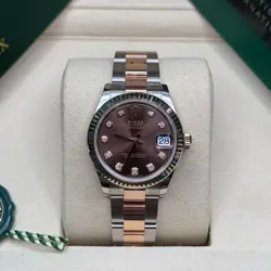 ROLEX DATEJUST 31 NEW 2025 CHOCOLATE DIAMOND TWO TONE ROSE GOLD FLUTED OYSTER