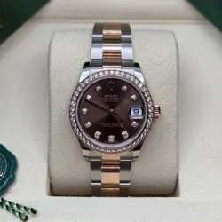 ROLEX DATEJUST 31 NEW 2025 CHOCOLATE DIAMOND TWO TONE ROSE GOLD DIAMOND OYSTER