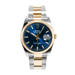 ROLEX DATEJUST 36MM 116233 BLUE DIAL OYSTER TWO-TONE 18K GOLD STEEL WATCH