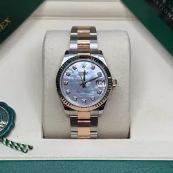 ROLEX DATEJUST 31 NEW 2025 MOTHER OF PEARL 10 DIAMOND DIAL TWO TONE ROSE GOLD