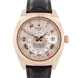 MINT PAPERS ROLEX SKY-DWELLER 42MM 18K ROSE GOLD SUNDUST ROMAN WATCH 326135 BOX